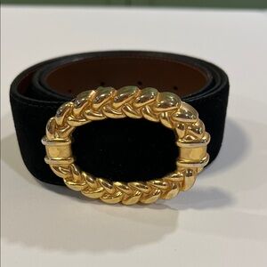 CIPRIANI - black pig suede belt, gold buckle, vintage, L